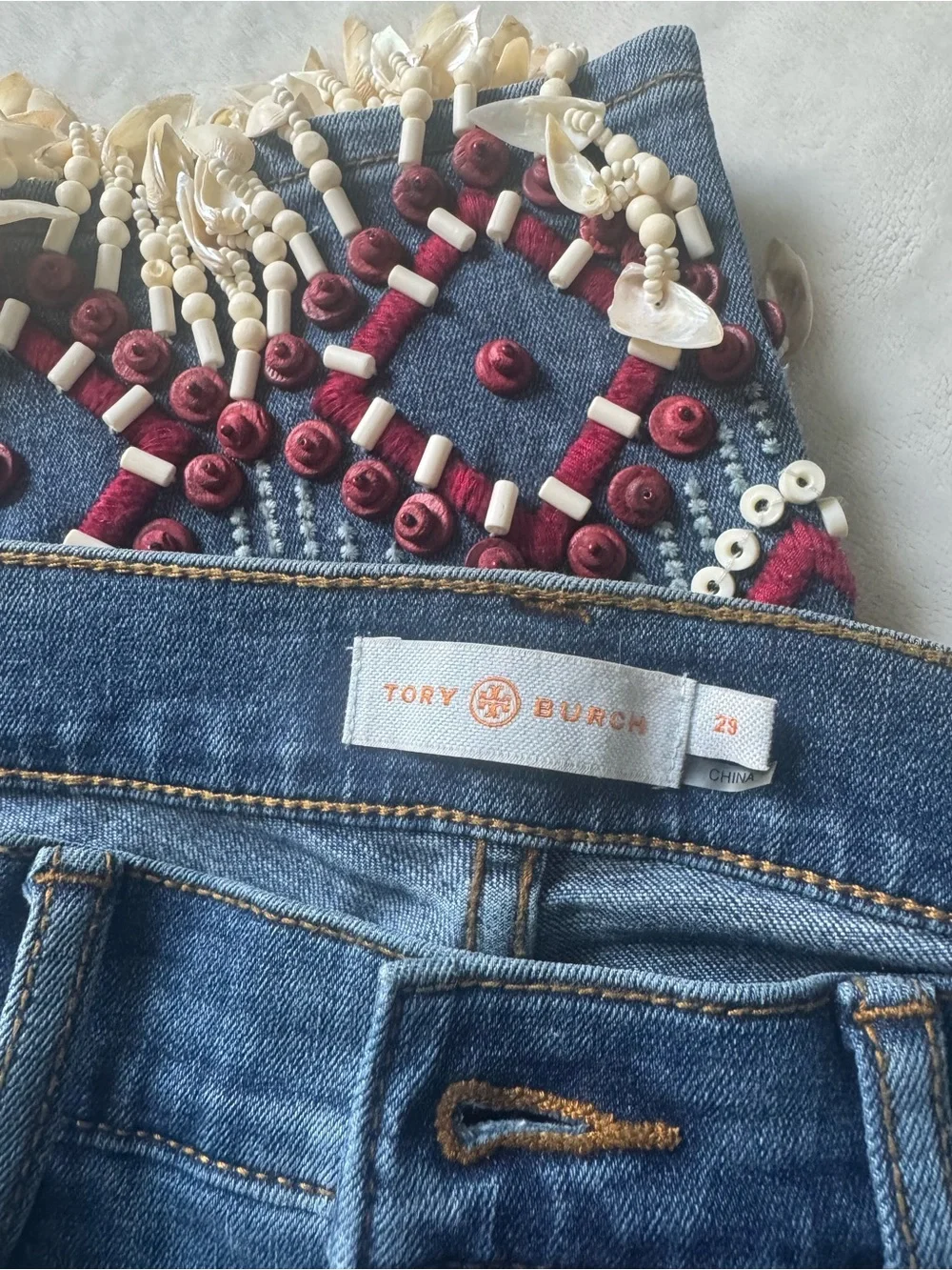 Tory Burch beaded jeans